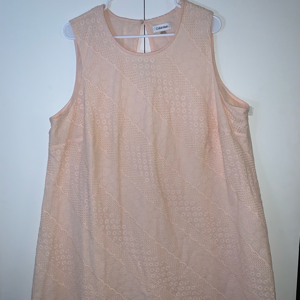 Calvin Klein creamy blush crochet dress.